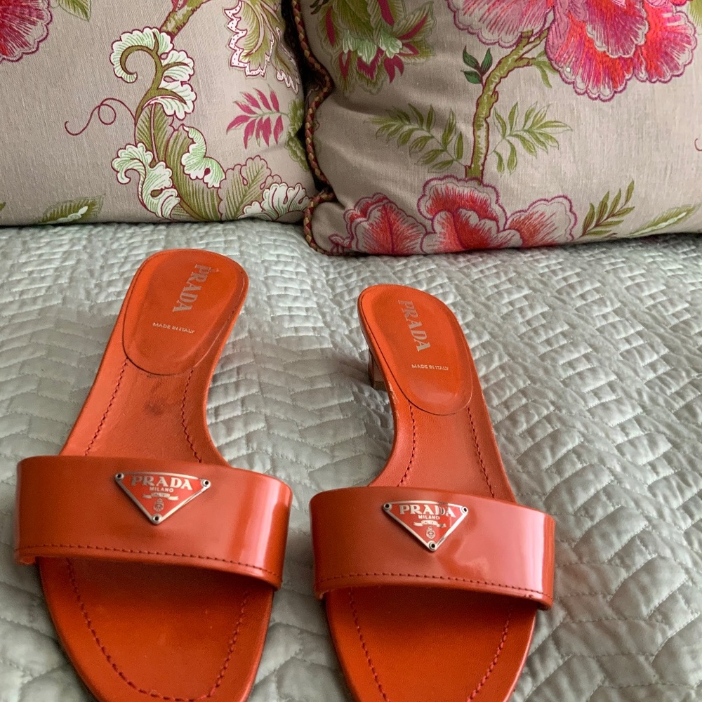Prada Orange Slides